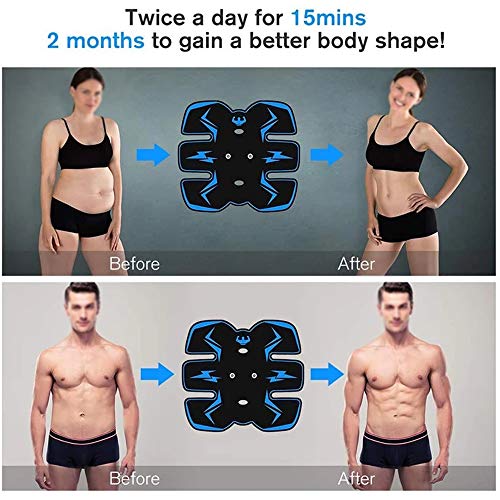 YYDM Abdominal Entrenador De Estimulación Muscular, El EMS Estimulador Muscular, Quemar Grasa para Aumentar Los Músculos, Abdominal Brazo/Espalda/Entrenamiento De Los Músculos De La Pierna,Azul