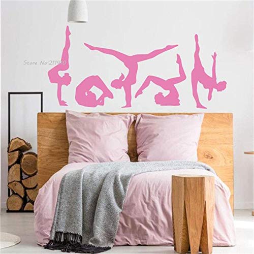 Yyoutop Calcomanía de Pared Silueta Gimnasia para Adolescentes Dormitorio acrobático Equilibrio viga combinación Piso Ejercicio Chica Vinilo decoración 1 72x34 cm