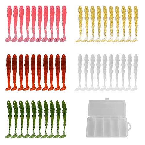 YYYY SeƱuelos de Pesca Kit de 50 SeƱuelos de Vinilo 7cm YYYY SeƱuelos de Pesca Kit de 50 SeƱuelos de Vinilo 7cm