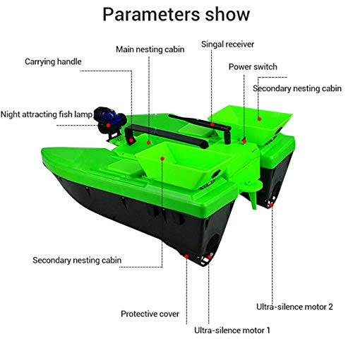 YZ-YUAN Barco RC, Barco de Cebo Inteligente, Buscador de Peces, Barcos de Cebo para la Pesca de Carpas, Barco de Cebo de Pesca de 2 kg con Motor Doble