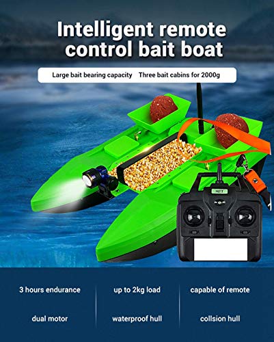 YZ-YUAN Barco RC, Barco de Cebo Inteligente, Buscador de Peces, Barcos de Cebo para la Pesca de Carpas, Barco de Cebo de Pesca de 2 kg con Motor Doble