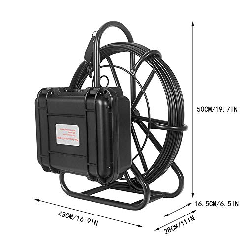 YZ-YUAN Cámara de inspección de tuberías, Drenaje, alcantarillado, endoscopio Industrial, Sistema de Video a Prueba de Agua con Monitor LCD de 7 Pulgadas, Tarjeta SD de 16 GB para Paredes Interiores