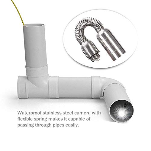 YZ-YUAN Cámara de inspección de tuberías, Drenaje, alcantarillado, endoscopio Industrial, Sistema de Video a Prueba de Agua con Monitor LCD de 7 Pulgadas, Tarjeta SD de 16 GB para Paredes Interiores