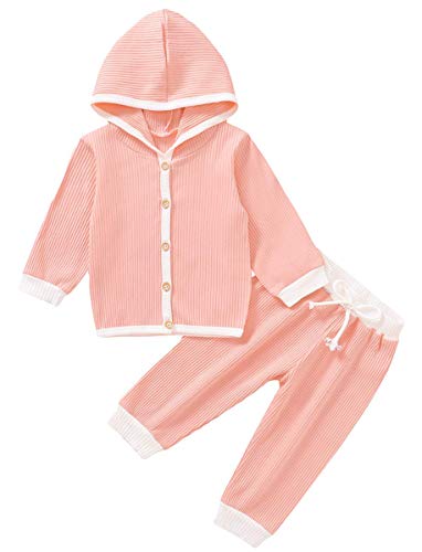 YZ-YUAN Niñas bebés Otoño Invierno Trajes Sudadera con Capucha de Manga Larga Top sólido Pantalón Largo Conjuntos de Ropa para niña recién Nacida