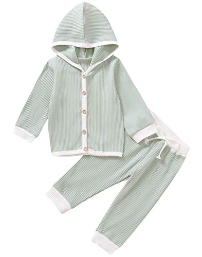 YZ-YUAN Niñas bebés Otoño Invierno Trajes Sudadera con Capucha de Manga Larga Top sólido Pantalón Largo Conjuntos de Ropa para niña recién Nacida