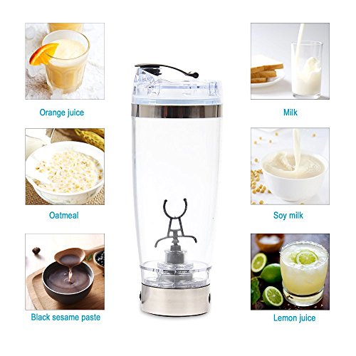 YZCX Proteínas Shaker Botella, 600ML Mixer Eléctrica Botella Blender Botella Mixer Cup, Recargable USB, Automática Vortex, BPA- Free, Desmontable para Jugos, Cócteles, Café, Té.