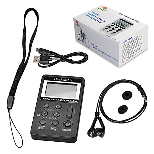 YZCX Radio Pequeña Portatil, Mini Radio de Bolsillo Pocket Am/FM 2 Bandas de Radio Estéreo DSP Digital Tuning Receptor con Pantalla LCD USB Recargable y Auricular para Caminar (Blanco)