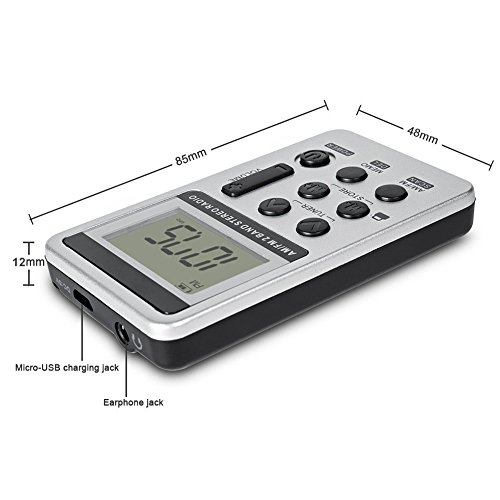 YZCX Radio Pequeña Portatil, Mini Radio de Bolsillo Pocket Am/FM 2 Bandas de Radio Estéreo DSP Digital Tuning Receptor con Pantalla LCD USB Recargable y Auricular para Caminar (Blanco) YZCX Radio Pequeña Portatil, Mini Radio de Bolsillo Pocket Am/FM 2 Bandas de Radio Estéreo DSP Digital Tuning Receptor con Pantalla LCD USB Recargable y Auricular para Caminar (Blanco)