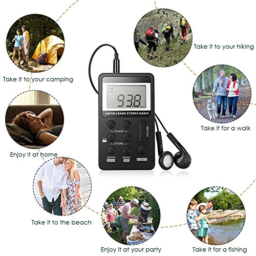 YZCX Radio Pequeña Portatil, Mini Radio de Bolsillo Pocket Am/FM 2 Bandas de Radio Estéreo DSP Digital Tuning Receptor con Pantalla LCD USB Recargable y Auricular para Caminar (Negro) YZCX Radio Pequeña Portatil, Mini Radio de Bolsillo Pocket Am/FM 2 Bandas de Radio Estéreo DSP Digital Tuning Receptor con Pantalla LCD USB Recargable y Auricular para Caminar (Negro)