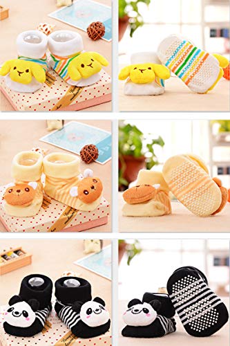 Z-Chen Pack de 6 Pares Calcetines Antideslizantes para Bebé, Set A, 0-9 Meses Z-Chen Pack de 6 Pares Calcetines Antideslizantes para Bebé, Set A, 0-9 Meses