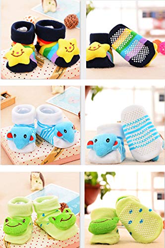 Z-Chen Pack de 6 Pares Calcetines Antideslizantes para Bebé, Set A, 0-9 Meses Z-Chen Pack de 6 Pares Calcetines Antideslizantes para Bebé, Set A, 0-9 Meses