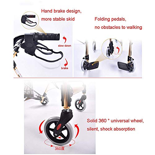 Z-SEAT Andador con Ruedas bariátrico, Ruedas de 6 Pulgadas, Andador Plegable, con reposapiés, soporta 600 Libras Z-SEAT Andador con Ruedas bariátrico, Ruedas de 6 Pulgadas, Andador Plegable, con reposapiés, soporta 600 Libras