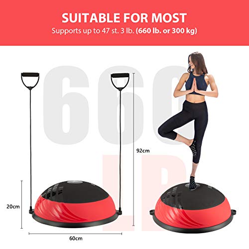 Z ZELUS 60 cm Pelota de Equilibrio Inflable con Bomba Bola de Yoga con 2 Bandas de Fitness Pelota de Yoga con Plataforma Capacidad 300 kg Equipo de Entrenamiento de Fuerza Yoga, Fitness (Rojo y negro) Z ZELUS 60 cm Pelota de Equilibrio Inflable con Bomba Bola de Yoga con 2 Bandas de Fitness Pelota de Yoga con Plataforma Capacidad 300 kg Equipo de Entrenamiento de Fuerza Yoga, Fitness (Rojo y negro)
