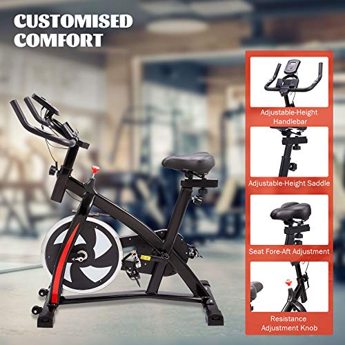 Z Zelus Bicicleta Estática para Fitness de Capacidad 120KG Bicicleta de Spinning Profesional con Volante 10KG Exercise Bike con Asiento Ajustable para Casa y Gimnasio