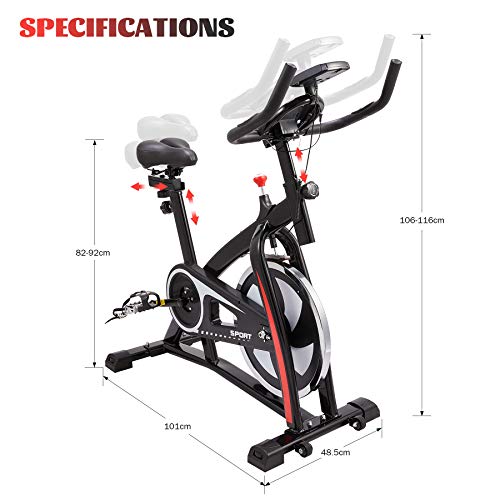 Z Zelus Bicicleta Estática para Fitness de Capacidad 120KG Bicicleta de Spinning Profesional con Volante 10KG Exercise Bike con Asiento Ajustable para Casa y Gimnasio