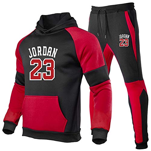 Z/A Chicago Bulls # 23 Sudadera Sudadera, Sudadera de 2 Piezas Traje y Pantalones, Traje Slim Fit Jogging Traje, Gimnasio SuitsPortSwear para Fans,Rojo,XXXL