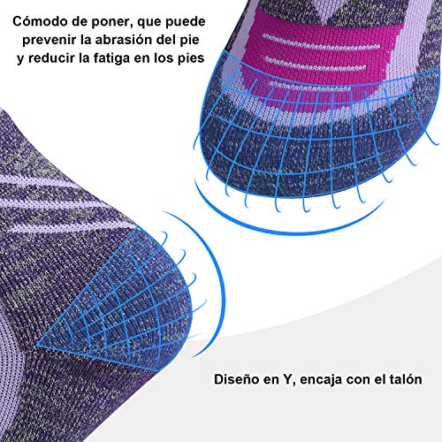 Zacro 2 Pares Calcetines de Esquí Térmicos Hombre,Calcetines Snowboard Más Grueso y Largo,Calcetines Esquí Íntimo y Cómodo,Púrpura