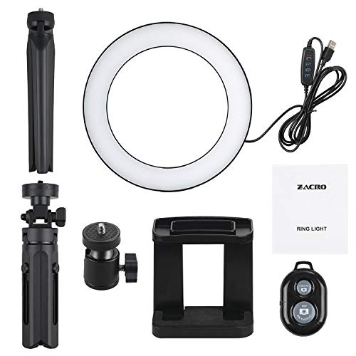 Zacro 6 Pulgadas LED Anillo de Luz Trípode y Soporte para Teléfono, 3 Modos de Luz y 10 Niveles de Brillo, Soporte para Selfie, Ring Light LED para Transmisión en Vivo, Movil, Selfie Zacro 6 Pulgadas LED Anillo de Luz Trípode y Soporte para Teléfono, 3 Modos de Luz y 10 Niveles de Brillo, Soporte para Selfie, Ring Light LED para Transmisión en Vivo, Movil, Selfie