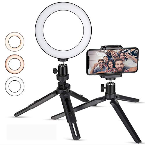 Zacro 6 Pulgadas LED Anillo de Luz Trípode y Soporte para Teléfono, 3 Modos de Luz y 10 Niveles de Brillo, Soporte para Selfie, Ring Light LED para Transmisión en Vivo, Movil, Selfie Zacro 6 Pulgadas LED Anillo de Luz Trípode y Soporte para Teléfono, 3 Modos de Luz y 10 Niveles de Brillo, Soporte para Selfie, Ring Light LED para Transmisión en Vivo, Movil, Selfie