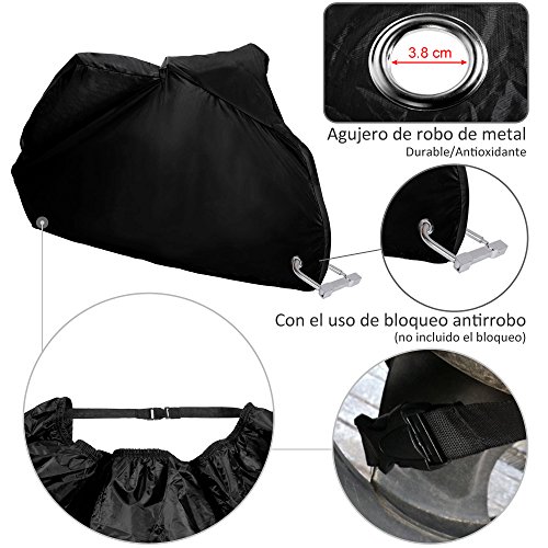 Zacro Funda para Moto/Cubierta de la Moto 190T Impermeable Cubierta Protectora UV los Agujeros del Acero Inoxidable al Aire Libre con el Bolso del Almacenaje (Negro) Zacro Funda para Moto/Cubierta de la Moto 190T Impermeable Cubierta Protectora UV los Agujeros del Acero Inoxidable al Aire Libre con el Bolso del Almacenaje (Negro)