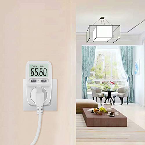 Zaeel Medidor de consumo de corriente del medidor de energía, medidor de consumo de energía eléctrica con pantalla LCD, protección contra sobrecarga, medidor de costo de energía, potencia máxima 3680W Zaeel Medidor de consumo de corriente del medidor de energía, medidor de consumo de energía eléctrica con pantalla LCD, protección contra sobrecarga, medidor de costo de energía, potencia máxima 3680W