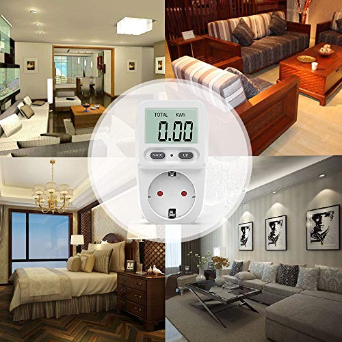 Zaeel Medidor de consumo de corriente del medidor de energía, medidor de consumo de energía eléctrica con pantalla LCD, protección contra sobrecarga, medidor de costo de energía, potencia máxima 3680W