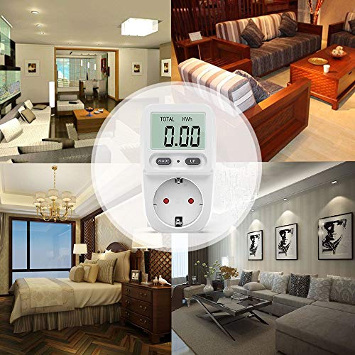 Zaeel Medidor de consumo de corriente del medidor de energía, medidor de consumo de energía eléctrica con pantalla LCD, protección contra sobrecarga, medidor de costo de energía, potencia máxima 3680W Zaeel Medidor de consumo de corriente del medidor de energía, medidor de consumo de energía eléctrica con pantalla LCD, protección contra sobrecarga, medidor de costo de energía, potencia máxima 3680W