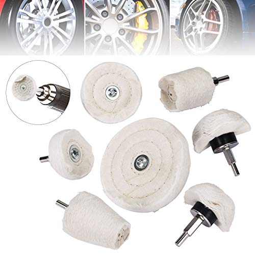 Zaeel Rueda de pulido, 7Pcs Rueda de pulir Herramienta de pulido Cono / Cilíndrico / Seta / T-Shaped Mango Mop Rueda de frenado para coche, Aluminio, Joyería, Cromo, Cerámica, Acero inoxidable