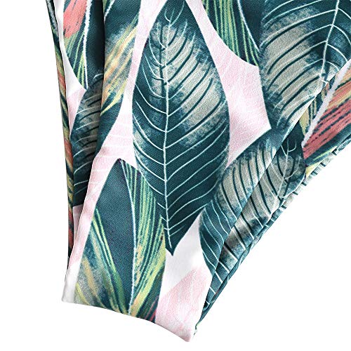 ZAFUL Bikini de verano para mujer, estampado de hojas, cordones, cruzado, traje de baño multicolor M ZAFUL Bikini de verano para mujer, estampado de hojas, cordones, cruzado, traje de baño multicolor M