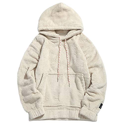 Zaful - Sudadera con capucha para hombre con bolsillo de canguro Blanco XXL Zaful - Sudadera con capucha para hombre con bolsillo de canguro Blanco XXL