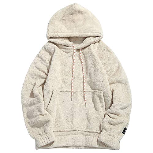 Zaful - Sudadera con capucha para hombre con bolsillo de canguro Blanco XXL