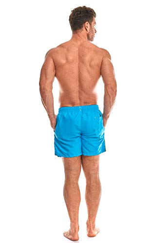 Zagano Milan - Bañador para hombre con bolsillos laterales y bolsillo trasero, pantalones cortos modernos para natación, tiempo libre, deportes acuáticos, en color azul claro, talla 3XL