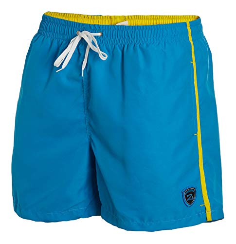 Zagano Milan - Bañador para hombre con bolsillos laterales y bolsillo trasero, pantalones cortos modernos para natación, tiempo libre, deportes acuáticos, en color azul claro, talla 3XL