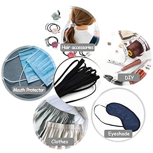 ZAKASA Negro Cuerda Elastica 3mm, 10Metros Cintas elásticas para Costura Manualidades Diy Ropa ZAKASA Negro Cuerda Elastica 3mm, 10Metros Cintas elásticas para Costura Manualidades Diy Ropa