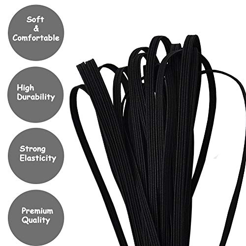 ZAKASA Negro Cuerda Elastica 3mm, 10Metros Cintas elásticas para Costura Manualidades Diy Ropa