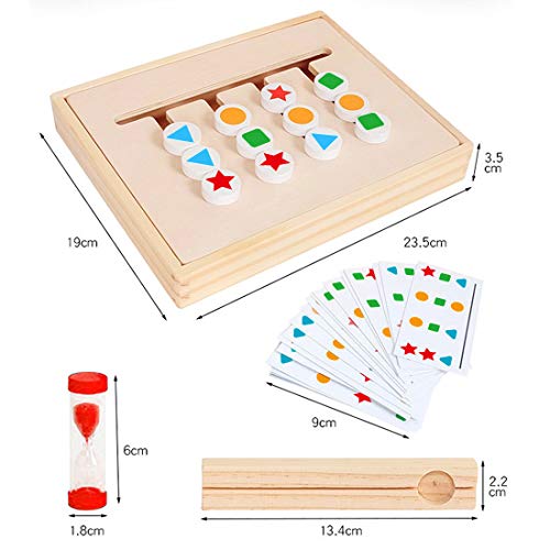 Zaloife Juguetes Montessori de Madera Puzzles de Color Tablero con Tarjetas de Patrón y Disco, Juego Educativos Niños, Juego de Regalo de Cumpleaños Rompecabezas para Niños 3 4 5 Años