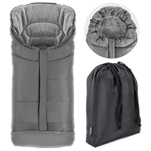 Zamboo - Saco de invierno para Silla de Paseo Joie (se adapta a Litetrax, Mytrax, Chrome) - Saco de abrigo con Forro Polar térmico, capucha, reflectores y bolsa - Gris