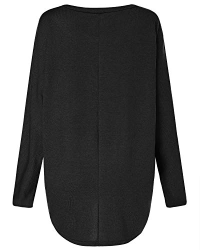 ZANZEA Mujeres Sexy Suelto Sólido Irregular Manga Larga Baggy Jumper Casual Tops Blusa Camiseta 01-Negro XL ZANZEA Mujeres Sexy Suelto Sólido Irregular Manga Larga Baggy Jumper Casual Tops Blusa Camiseta 01-Negro XL
