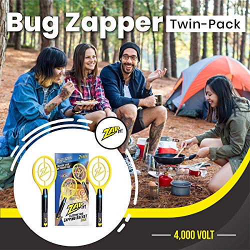 ZAP IT! Bug Zapper - Mosquito Recargable, Fly Swatter/Killer y Raqueta Bug Zapper - Carga USB de 4.000 voltios, luz LED súper Brillante para Zap in The Dark (Twin Mini)