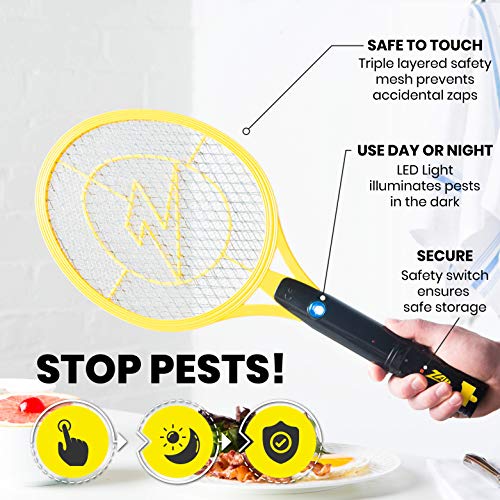 ZAP IT! Bug Zapper - Mosquito Recargable, Fly Swatter/Killer y Raqueta Bug Zapper - Carga USB de 4.000 voltios, luz LED súper Brillante para Zap in The Dark (Twin Mini)