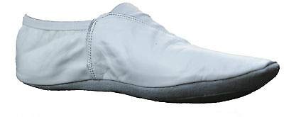 Zapatilla de piel para gimnasia artística, rítmica, yoga, pilates, karate, combate (24, blanco)