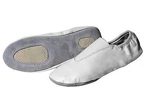 Zapatilla de piel para gimnasia artística, rítmica, yoga, pilates, karate, combate (24, blanco)