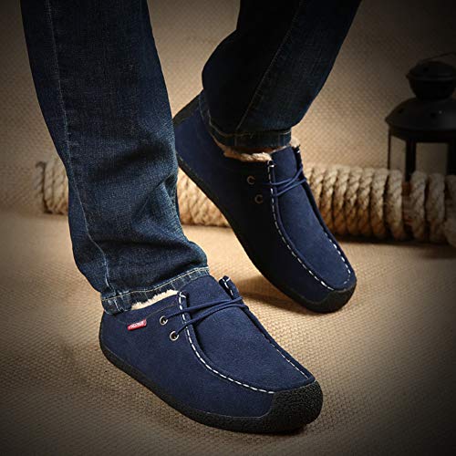 Zapatillas Casa de Hombre Invierno Suela Pantuflas Antideslizante Interior Cálido Felpa Forro Lana 44/45 EU Azul,27.5 CM del talón a la Punta