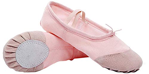 Zapatillas de Ballet con Suela Partida, Lona Transpirable con Punta en Cuero, Gomas de Sujeción Precosidas (22, Rosa Claro) Zapatillas de Ballet con Suela Partida, Lona Transpirable con Punta en Cuero, Gomas de Sujeción Precosidas (22, Rosa Claro)