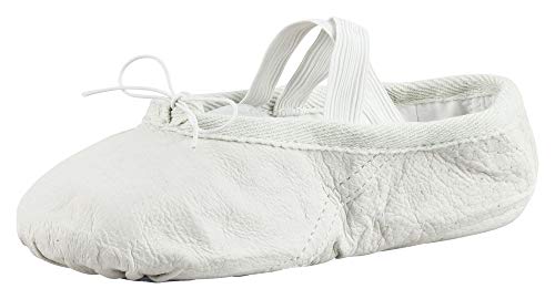 Zapatillas de Ballet - Cuero, Suela Partida - Beige/Blanco Piedra - Blanco Piedra - Talla: 39