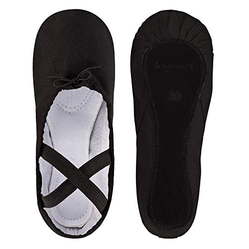 Zapatillas de Ballet - Lino, Suela Entera de Cuero - Negro - Talla: 39 Zapatillas de Ballet - Lino, Suela Entera de Cuero - Negro - Talla: 39