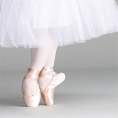 Zapatillas de Ballet para niñas/Mujeres en Color Rosa con Almohadillas para Puntera y Cintas