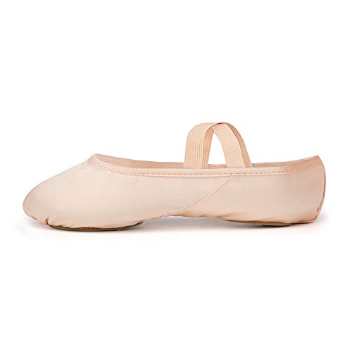 Zapatillas de Ballet Suela Partida Satín Zapatos de Danza y Gimnasia con Cinta para Niñas y Adultos 28 EU