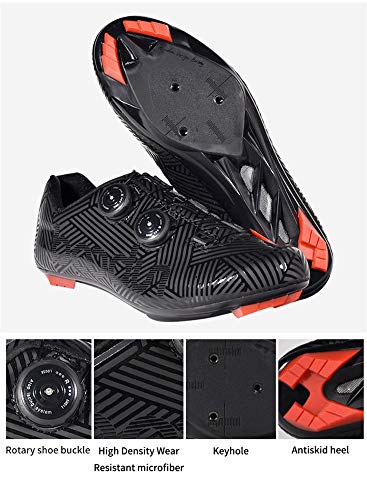Zapatillas de Bicicleta Montaña Calzado Bicicleta Zapatos de Bicicleta Antideslizantes Transpirables para Hombres para Ciclismo Carretera de montaña 2 Colores,Black,44