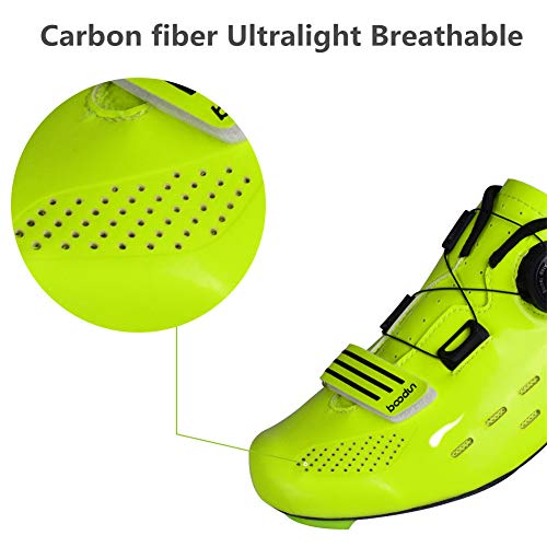 Zapatillas de Bicicleta Montaña Fibra Carbono Calzado Bicicleta Zapatos de Bicicleta Antideslizantes Transpirables para Hombres para Ciclismo Carretera de montaña B,Green,42